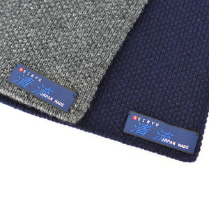 [Seiryu] Scarf, knitted mini scarf, with holes, made in Japan, for men, unisex, plain, jacquard, for fall and winter, casual, for the office, BMZ22-012 