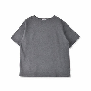 【日本製】 ワッフル tシャツ メンズ 半袖 ボートネック 綿100％ ゆったり 大きいサイズ 無地 チャコール(FL23SS-014m-ch)