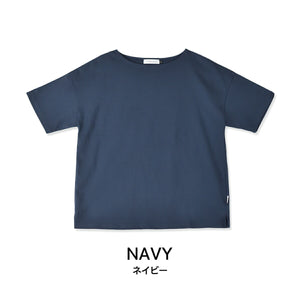 【日本製】 tシャツ レディース 半袖 透けない 大きいサイズ ボートネック 綿100％ ハードコットン ダークパープル(FL23SS-016W-dpu)