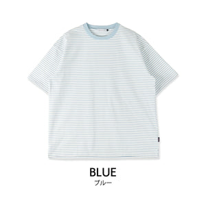 【日本製】 ボーダー tシャツ メンズ 半袖 綿100％ 厚手 大きいサイズ クルーネック 丸首 ハードコットン ホワイト(FL23SS-017M-wh)