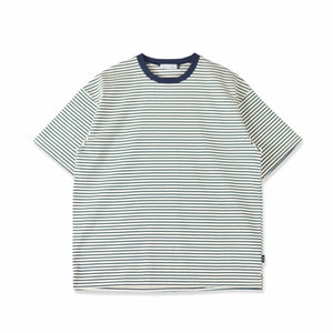 【日本製】 ボーダー tシャツ メンズ 半袖 綿100％ 厚手 大きいサイズ クルーネック 丸首 ハードコットン ホワイト(FL23SS-017M-wh)