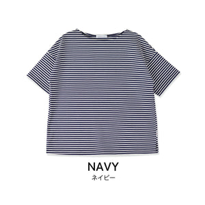 【日本製】tシャツ レディース 半袖 ボーダーtシャツ 綿100％ ハードコットン ホワイト(FL23SS-018W-wh)