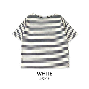【日本製】tシャツ レディース 半袖 ボーダーtシャツ 綿100％ ハードコットン ホワイト(FL23SS-018W-wh)