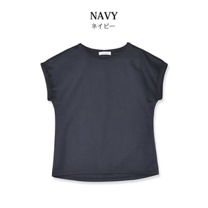 【日本製】 tシャツ レディース 半袖 インナー 柔らかい 薄手 無地 ショートスリーブ ネイビー(FL23SS-21W-na)