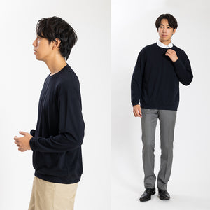 [FundAmental] Men's Long Sleeve T-Shirt, Made in Japan, Hard Cotton, Boat Neck, 100% Cotton, FL22FW-004M 