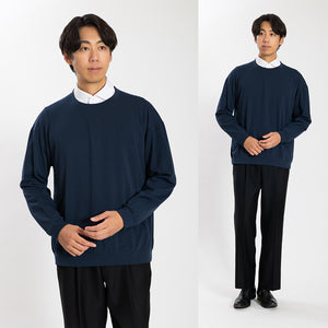 [FundAmental] Men's Long Sleeve T-Shirt, Made in Japan, Hard Cotton, Boat Neck, 100% Cotton, FL22FW-004M 