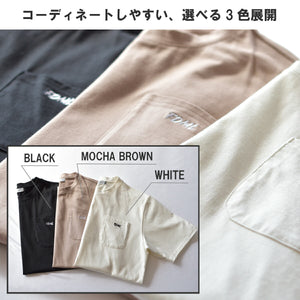 【日本製】 tシャツ メンズ 半袖 オーガニックコットン 綿100％ クルーネック ワンポケット 刺繍 無地 モカブラウン(FL24SS-004-mbr)