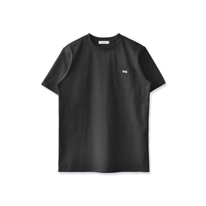 【日本製】 tシャツ メンズ 半袖 オーガニックコットン 綿100％ クルーネック ワンポケット 刺繍 無地 ブラック(FL24SS-004-bk)