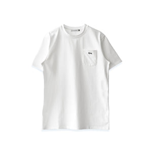 【日本製】 tシャツ メンズ 半袖 オーガニックコットン 綿100％ クルーネック ワンポケット 刺繍 無地 ホワイト(FL24SS-004-wh)