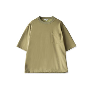 【日本製】 tシャツ メンズ 半袖 ビッグシルエット 吸水速乾 クルーネック ワンポケット 無地 カーキ(FL24SS-009-kh)
