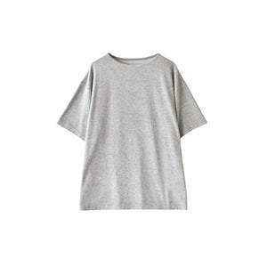 【日本製】パイル生地  tシャツ メンズ 半袖 ゆったりサイズ ボートネック 無地 グレー(FL25SS-001-gr)