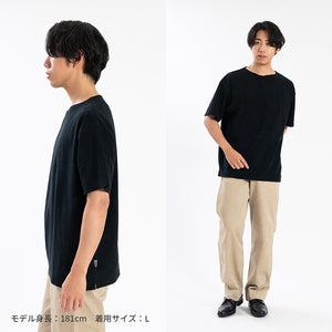 【日本製】パイル生地  tシャツ メンズ 半袖 ゆったりサイズ ボートネック 無地 オフホワイト(FL25SS-001-owh)