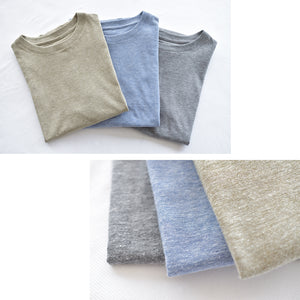 【日本製】 メンズ tシャツ 半袖 ゆったりサイズ クルーネック カジュアル 無地 メランジ ブルー(FL25SS-002-bl)