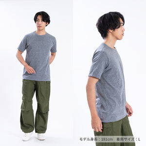 【日本製】 メンズ tシャツ 半袖 ゆったりサイズ クルーネック カジュアル 無地 メランジ ブルー(FL25SS-002-bl)
