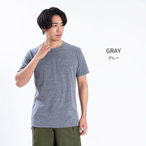 【日本製】 メンズ tシャツ 半袖 ゆったりサイズ クルーネック カジュアル 無地 メランジ ブルー(FL25SS-002-bl)