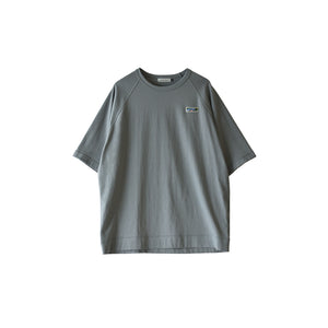 【日本製】tシャツ メンズ 半袖 ラグラン オーバーサイズ クルーネック 無地 ブルーグレー(FL26SS-003-blg)