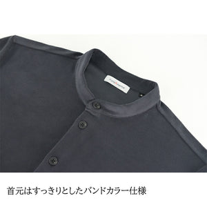[FundAmental] Brushed surface shirt, men's shirt, made in Japan, band collar, stretch, casual, sweatshirt, FL22FW 009M 
