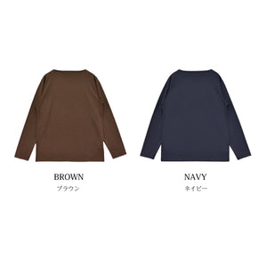 【日本製】ウール tシャツ メンズ 長袖 ボートネック インナー ゆったり ウール100％ グレー(STKJ22-020-gr)