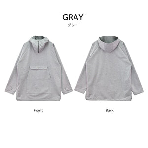 マウンテンパーカー メンズ プルオーバー 長袖 撥水 防風 UVカット ポケット 無地 グレー(FL23SS-008M-gr)