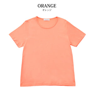 【日本製】 tシャツ レディース 半袖 カットソー クルーネック 軽い イージーケア 綿モダール コットン 無地 ネイビー(FL23SS-0010W-na)