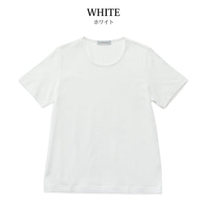 【日本製】 tシャツ レディース 半袖 カットソー クルーネック 軽い イージーケア 綿モダール コットン 無地 ネイビー(FL23SS-0010W-na)