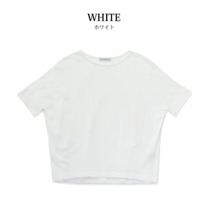 【日本製】 tシャツ レディース 半袖 デザインカットソー ボートネック 軽い イージーケア 綿モダール コットン 無地 オレンジ(FL23SS-0011W-or)