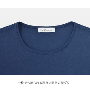 【日本製】 tシャツ レディース 半袖 カットソー クルーネック 軽い イージーケア 綿モダール コットン 無地 ネイビー(FL23SS-0010W-na)