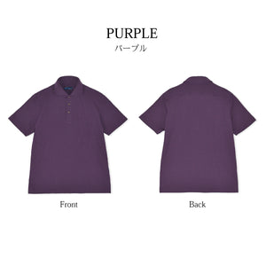 【日本製】 ポロシャツ メンズ 半袖  綿100％ やわらかい 無地 ワイドカラー 裏毛ガーゼ チャコール(SPKS23-023-ch)
