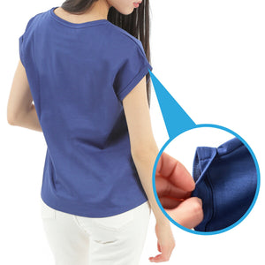 【日本製】 tシャツ レディース 半袖 インナー 柔らかい 薄手 無地 ショートスリーブ ネイビー(FL23SS-21W-na)