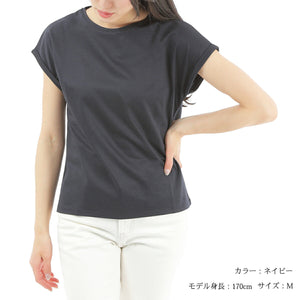 【日本製】 tシャツ レディース 半袖 インナー 柔らかい 薄手 無地 ショートスリーブ ネイビー(FL23SS-21W-na)