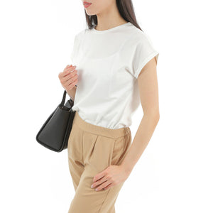 【日本製】 tシャツ レディース 半袖 インナー 柔らかい 薄手 無地 ショートスリーブ ネイビー(FL23SS-21W-na)