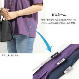 【日本製】tシャツ 半袖 レディース 綿100％ ボートネック ハードコットン ネイビー(FL23SS-016W-na)