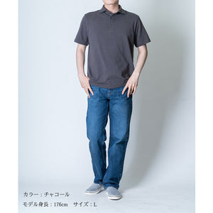 【日本製】 ポロシャツ メンズ 半袖  綿100％ やわらかい 無地 ワイドカラー 裏毛ガーゼ パープル(SPKS23-023-pu)