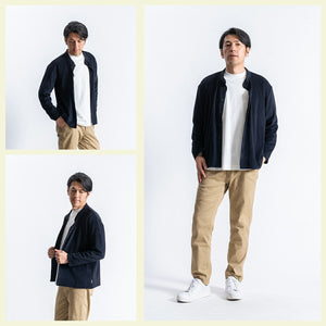 【日本製】 tシャツ メンズ 長袖 ゆったりサイズ クルーネック 丸首 無地 綿100％ スムース天竺 ブラック(FL23FW-002-bk)