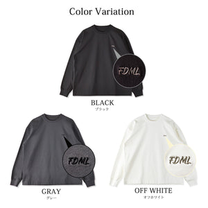 【日本製】 tシャツ メンズ 長袖 ゆったりサイズ クルーネック 丸首 無地 綿100％ スムース天竺 ブラック(FL23FW-002-bk)