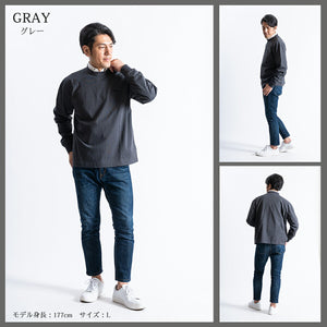 【日本製】 tシャツ メンズ 長袖 ゆったりサイズ クルーネック 丸首 無地 綿100％ スムース天竺 ブラック(FL23FW-002-bk)
