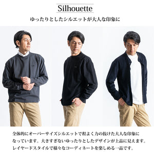 【日本製】 tシャツ メンズ 長袖 ゆったりサイズ クルーネック 丸首 無地 綿100％ スムース天竺 ブラック(FL23FW-002-bk)