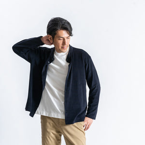 [FundAmental] Brushed surface shirt, men's shirt, made in Japan, band collar, stretch, casual, sweatshirt, FL22FW 009M 