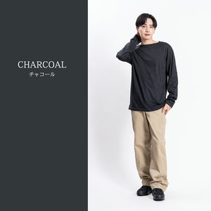[Seiryu] Long-sleeved T-shirt, 100% wool, made in Japan, men's boat neck inner T-shirt STKJ22-020