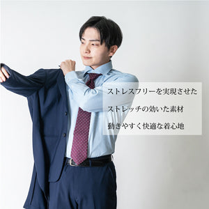 【日本製】ワイシャツ メンズ ビジネス 長袖 イージーケア ノーアイロン 無地 ワイドカラー イージーフォーマルシャツ サックス(2021-SM21-sa)