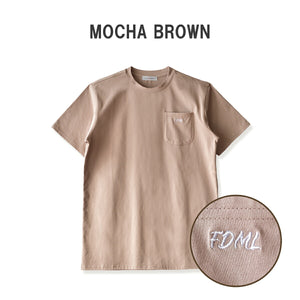 【日本製】 tシャツ メンズ 半袖 オーガニックコットン 綿100％ クルーネック ワンポケット 刺繍 無地 モカブラウン(FL24SS-004-mbr)