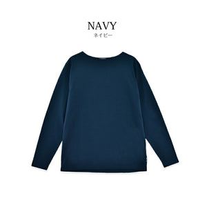 【日本製】 tシャツ 長袖 メンズ ボートネック 綿100％ 無地 ハードコットン ネイビー(FL22FW-004M-na)