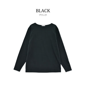 【日本製】 tシャツ 長袖 メンズ ボートネック 綿100％ 無地 ハードコットン ネイビー(FL22FW-004M-na)