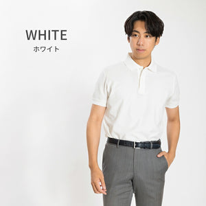 【日本製】 ポロシャツ メンズ ビジネス 半袖 鹿の子 吸水速乾 カノコ 無地 リブ襟 ブラック(2021-PRY3-bk)