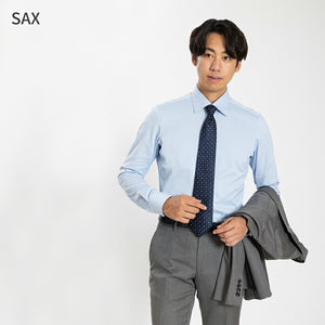 【日本製】 ワイシャツ メンズ ビジネス 長袖 スリムフィット 吸水速乾 ストレッチ ノーアイロン 無地 ワイドカラー イージーフォーマルシャツ ホワイト(SNKN24-074FM-wh)