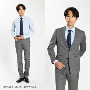 【日本製】 ワイシャツ メンズ ビジネス 長袖 スリムフィット 吸水速乾 ストレッチ ノーアイロン 無地 ワイドカラー イージーフォーマルシャツ サックス(SNKN24-074FM-sa)
