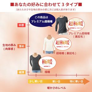 【日本製】 超極暖プレミアム インナー メンズ 長袖 クルーネック 裏起毛 あたたかい 保温 ストレッチ グレー(WCPM-01-gr)