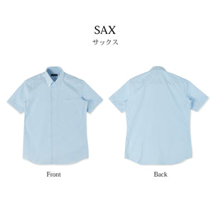 【日本製】 ワイシャツ メンズ 半袖 ドレスシャツ ビジネス ボタンダウン ギンガムチェック サックス(SHFJ23-036-sa)