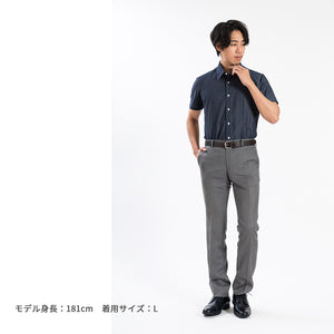 【日本製】 ワイシャツ メンズ ビジネス 半袖 デニムシャツ ノンアイロン 無地 レギュラーカラー ブルー(SHKN25-092-bl)