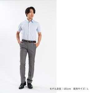 【日本製】 ワイシャツ メンズ ビジネス 半袖 形態安定 ノンアイロン 綿100％ ピケストライプ イージーフォーマルシャツ ブルー(SHKN25-101-bl)
